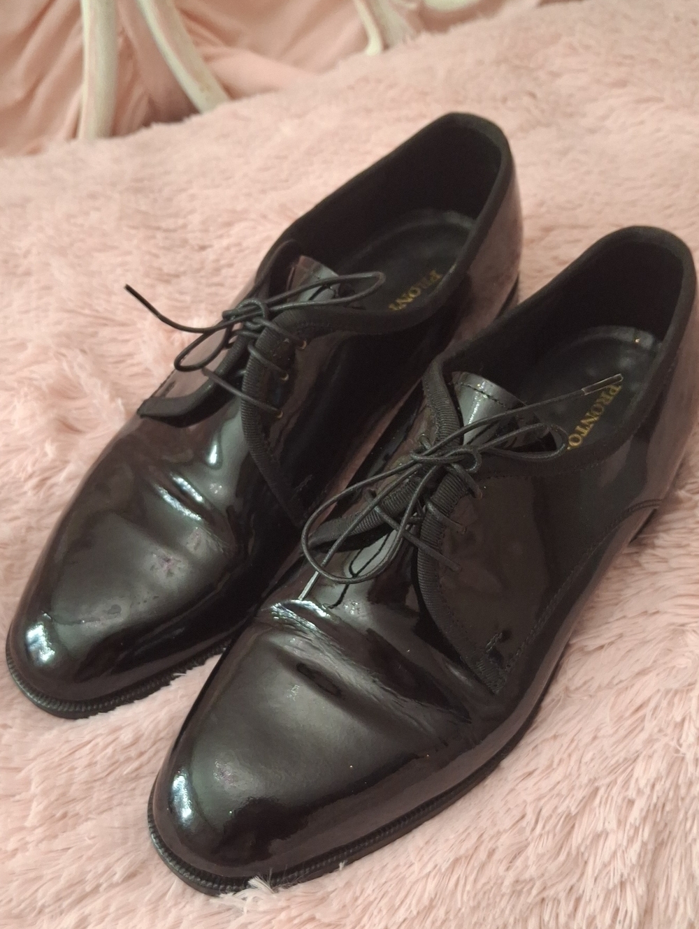 PRONTO•UOMO           Black Patent Leather Derby Dress Shoes